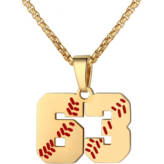 Baseball Number Necklace for Boy Athletes Jersey Number Necklace Stainless Steel Chain Baseball Charm Pendant Personalized Baseball Gift for Men