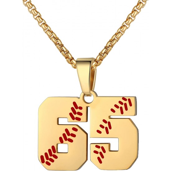 Baseball Number Necklace for Boy Athletes Jersey Number Necklace Stainless Steel Chain Baseball Charm Pendant Personalized Baseball Gift for Men