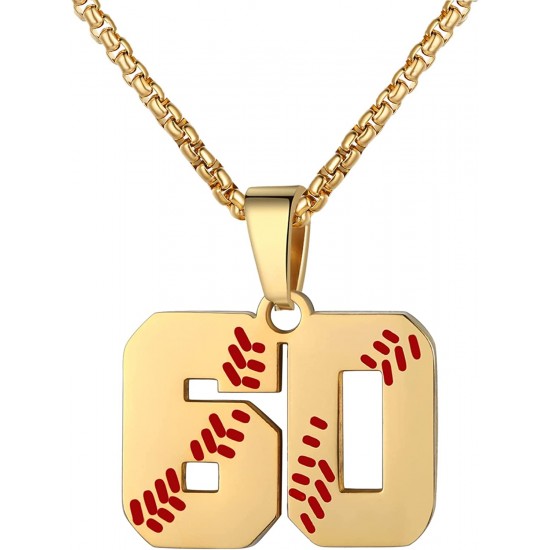 Baseball Number Necklace for Boy Athletes Jersey Number Necklace Stainless Steel Chain Baseball Charm Pendant Personalized Baseball Gift for Men