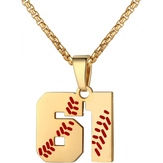 Baseball Number Necklace for Boy Athletes Jersey Number Necklace Stainless Steel Chain Baseball Charm Pendant Personalized Baseball Gift for Men