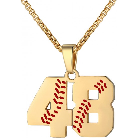 Baseball Number Necklace for Boy Athletes Jersey Number Necklace Stainless Steel Chain Baseball Charm Pendant Personalized Baseball Gift for Men