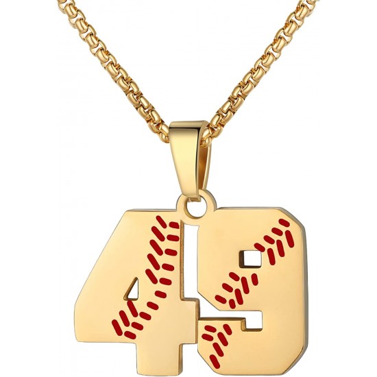 Baseball Number Necklace for Boy Athletes Jersey Number Necklace Stainless Steel Chain Baseball Charm Pendant Personalized Baseball Gift for Men