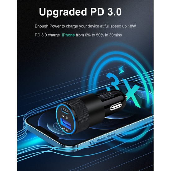 USB C Car Charger, USB Type C Fast Power Charging Block Dual Port USB A & USBC Plug Cargador Carro Lighter Adapter for iPhone, iPad, Samsung Galaxy, LG, Google Pixel, Moto, USB-C Port USB C Car Charger, USB Type C Fast Power Charging Block Dual Port USB A & USBC Plug Cargador Carro Lighter Adapter for iPhone, iPad, Samsung Galaxy, LG, Google Pixel, Moto, USB-C Port