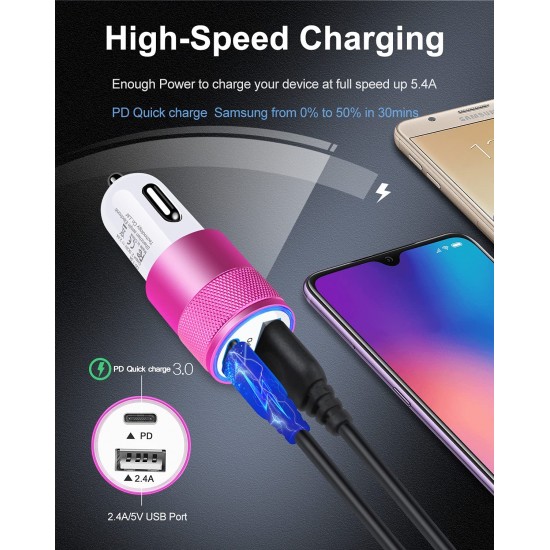 USB C Car Charger, USB Type C Fast Power Charging Block Dual Port USB A & USBC Plug Cargador Carro Lighter Adapter for iPhone, iPad, Samsung Galaxy, LG, Google Pixel, Moto, USB-C Port USB C Car Charger, USB Type C Fast Power Charging Block Dual Port USB A & USBC Plug Cargador Carro Lighter Adapter for iPhone, iPad, Samsung Galaxy, LG, Google Pixel, Moto, USB-C Port