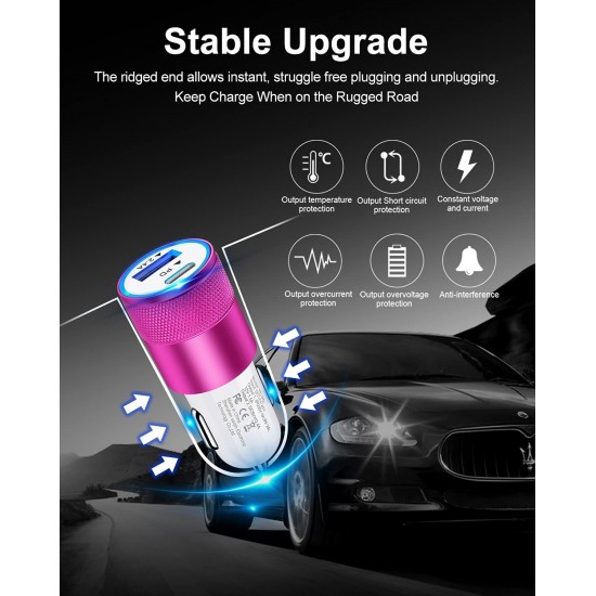 USB C Car Charger, USB Type C Fast Power Charging Block Dual Port USB A & USBC Plug Cargador Carro Lighter Adapter for iPhone, iPad, Samsung Galaxy, LG, Google Pixel, Moto, USB-C Port USB C Car Charger, USB Type C Fast Power Charging Block Dual Port USB A & USBC Plug Cargador Carro Lighter Adapter for iPhone, iPad, Samsung Galaxy, LG, Google Pixel, Moto, USB-C Port