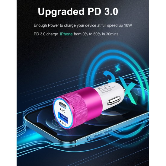 USB C Car Charger, USB Type C Fast Power Charging Block Dual Port USB A & USBC Plug Cargador Carro Lighter Adapter for iPhone, iPad, Samsung Galaxy, LG, Google Pixel, Moto, USB-C Port USB C Car Charger, USB Type C Fast Power Charging Block Dual Port USB A & USBC Plug Cargador Carro Lighter Adapter for iPhone, iPad, Samsung Galaxy, LG, Google Pixel, Moto, USB-C Port