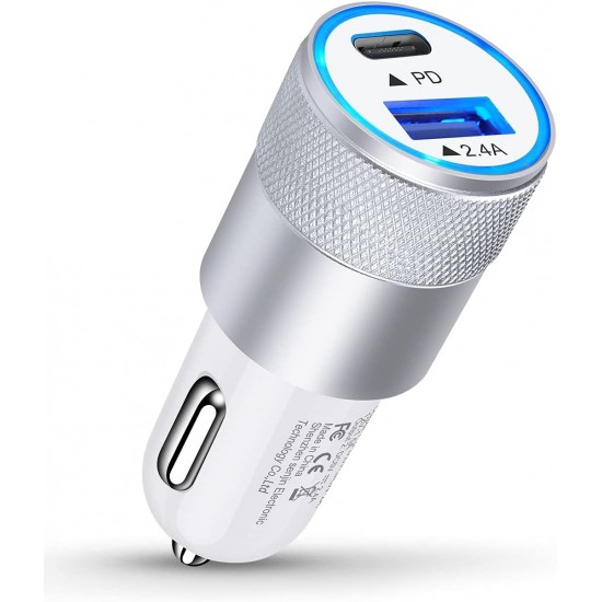 USB C Car Charger, USB Type C Fast Power Charging Block Dual Port USB A & USBC Plug Cargador Carro Lighter Adapter for iPhone, iPad, Samsung Galaxy, LG, Google Pixel, Moto, USB-C Port USB C Car Charger, USB Type C Fast Power Charging Block Dual Port USB A & USBC Plug Cargador Carro Lighter Adapter for iPhone, iPad, Samsung Galaxy, LG, Google Pixel, Moto, USB-C Port