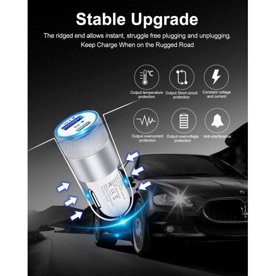 USB C Car Charger, USB Type C Fast Power Charging Block Dual Port USB A & USBC Plug Cargador Carro Lighter Adapter for iPhone, iPad, Samsung Galaxy, LG, Google Pixel, Moto, USB-C Port USB C Car Charger, USB Type C Fast Power Charging Block Dual Port USB A & USBC Plug Cargador Carro Lighter Adapter for iPhone, iPad, Samsung Galaxy, LG, Google Pixel, Moto, USB-C Port