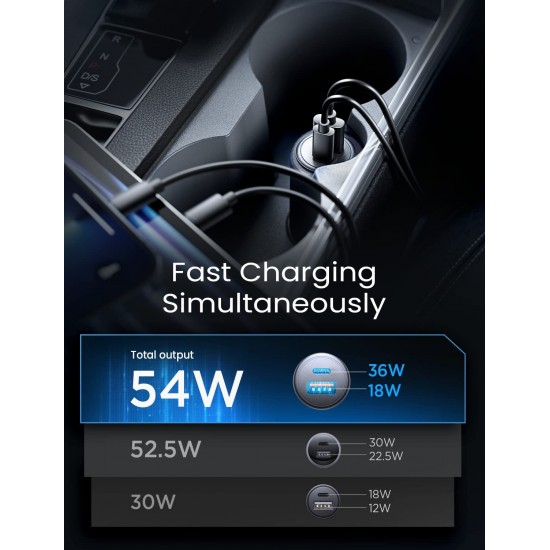 USB C Car Charger 48W iPhone Car Charger Adapter Mini Metal USB Car Charger Port PD30W&QC3.0 Car Phone Charger Fast Charging for iPhone 14 Pro Max Plus 13 12 Samsung S23/22/21 Pixel