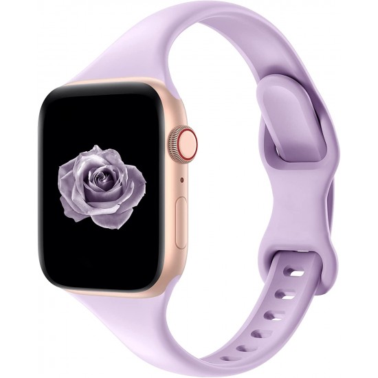 Bands with Apple Watch 38mm 40mm 41mm 42mm 44mm 45mm 49mm, Slim Thin Narrow Replacement Silicone Sport Strap Wristbands for iWatch Series Ultra 8/7/6/5/4/3/2/1 SE Women Men