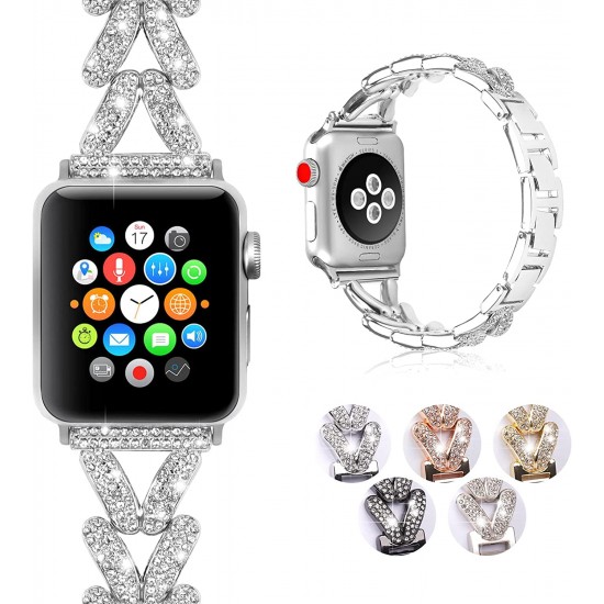 Add Bling to Your Watch with our Metal Diamond Band - Compatible with Apple Watch Ultra Series 8/7/6/5/4/3/2/1/SE- Shiny and Stylish for Women in Sizes 38mm 40mm 41mm 42mm 44mm 45mm 49mm