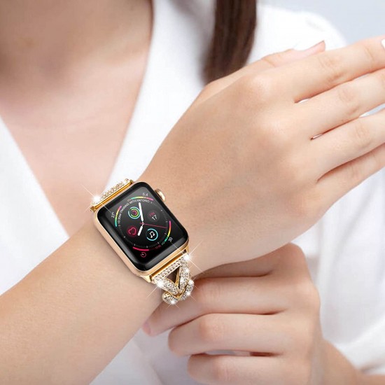 Add Bling to Your Watch with our Metal Diamond Band - Compatible with Apple Watch Ultra Series 8/7/6/5/4/3/2/1/SE- Shiny and Stylish for Women in Sizes 38mm 40mm 41mm 42mm 44mm 45mm 49mm