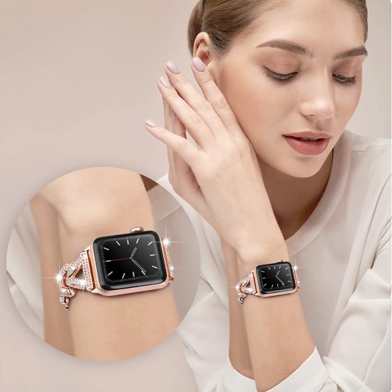 Add Bling to Your Watch with our Metal Diamond Band - Compatible with Apple Watch Ultra Series 8/7/6/5/4/3/2/1/SE- Shiny and Stylish for Women in Sizes 38mm 40mm 41mm 42mm 44mm 45mm 49mm