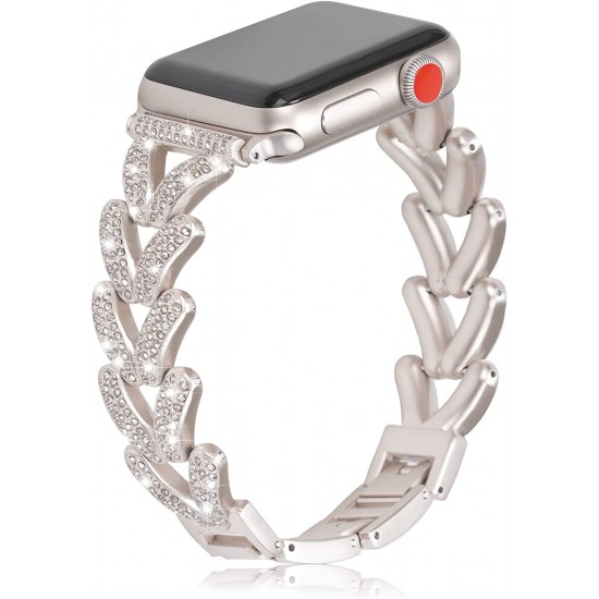 Add Bling to Your Watch with our Metal Diamond Band - Compatible with Apple Watch Ultra Series 8/7/6/5/4/3/2/1/SE- Shiny and Stylish for Women in Sizes 38mm 40mm 41mm 42mm 44mm 45mm 49mm