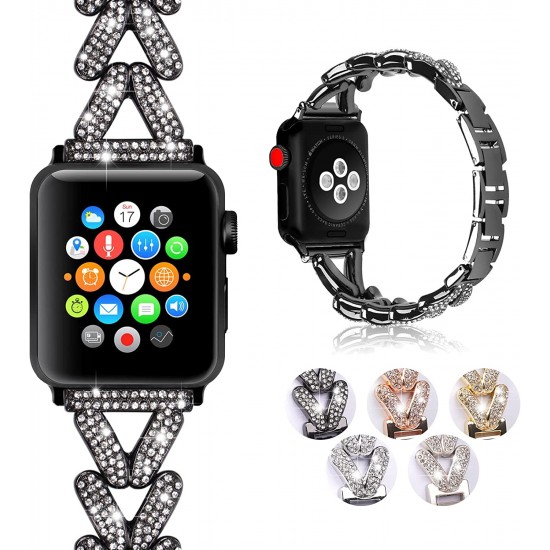 Add Bling to Your Watch with our Metal Diamond Band - Compatible with Apple Watch Ultra Series 8/7/6/5/4/3/2/1/SE- Shiny and Stylish for Women in Sizes 38mm 40mm 41mm 42mm 44mm 45mm 49mm