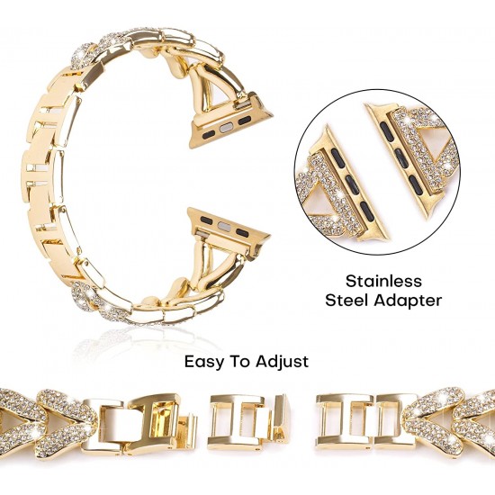 Add Bling to Your Watch with our Metal Diamond Band - Compatible with Apple Watch Ultra Series 8/7/6/5/4/3/2/1/SE- Shiny and Stylish for Women in Sizes 38mm 40mm 41mm 42mm 44mm 45mm 49mm