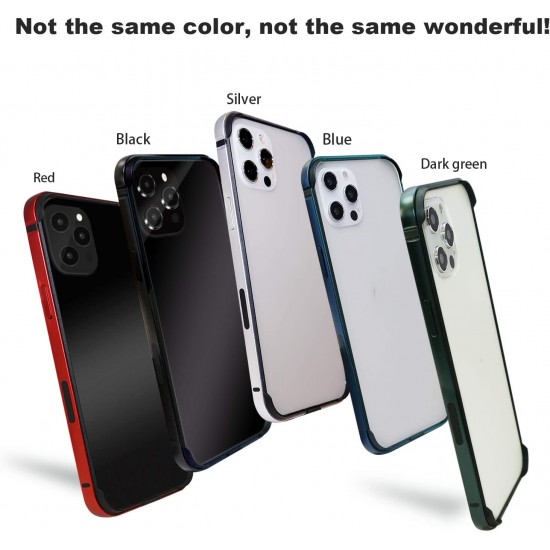 Aluminum Frame Metal Bumper Frame Slim Hard Case Cover for iPhone14 13 12 11 Series, Metal Frame Armor with Soft Inner Bumper, Raised Edge Protection