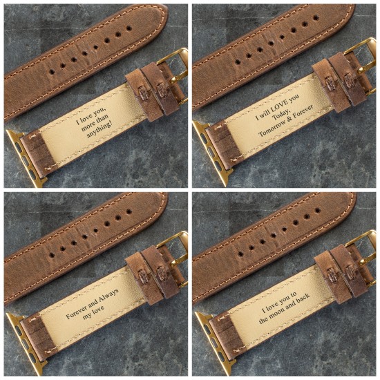 Personalized Watch Bands for Men Custom Handmade Leather Band for Apple Watch Series Ultra 8 7 6 5 4 3 2 1