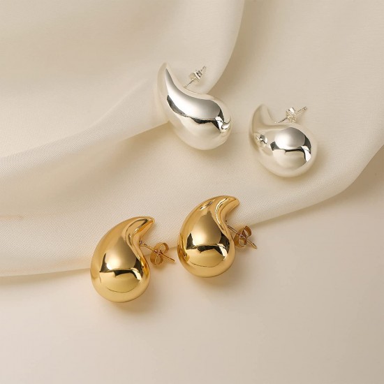 Chunky Hoop Earrings for Women, Lightweight Waterdrop Hollow Open Hoops, Hypoallergenic Earrings Fashion Jewelry for Women Girls