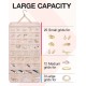 Hanging Jewelry Organizer Storage Roll with Hanger Metal Hooks Double-Sided Jewelry Holder for Earrings, Necklaces, Rings on Closet, Wall, Door