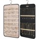 Hanging Jewelry Organizer Storage Roll with Hanger Metal Hooks Double-Sided Jewelry Holder for Earrings, Necklaces, Rings on Closet, Wall, Door
