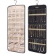 Hanging Jewelry Organizer Storage Roll with Hanger Metal Hooks Double-Sided Jewelry Holder for Earrings, Necklaces, Rings on Closet, Wall, Door