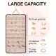 Hanging Jewelry Organizer Storage Roll with Hanger Metal Hooks Double-Sided Jewelry Holder for Earrings, Necklaces, Rings on Closet, Wall, Door