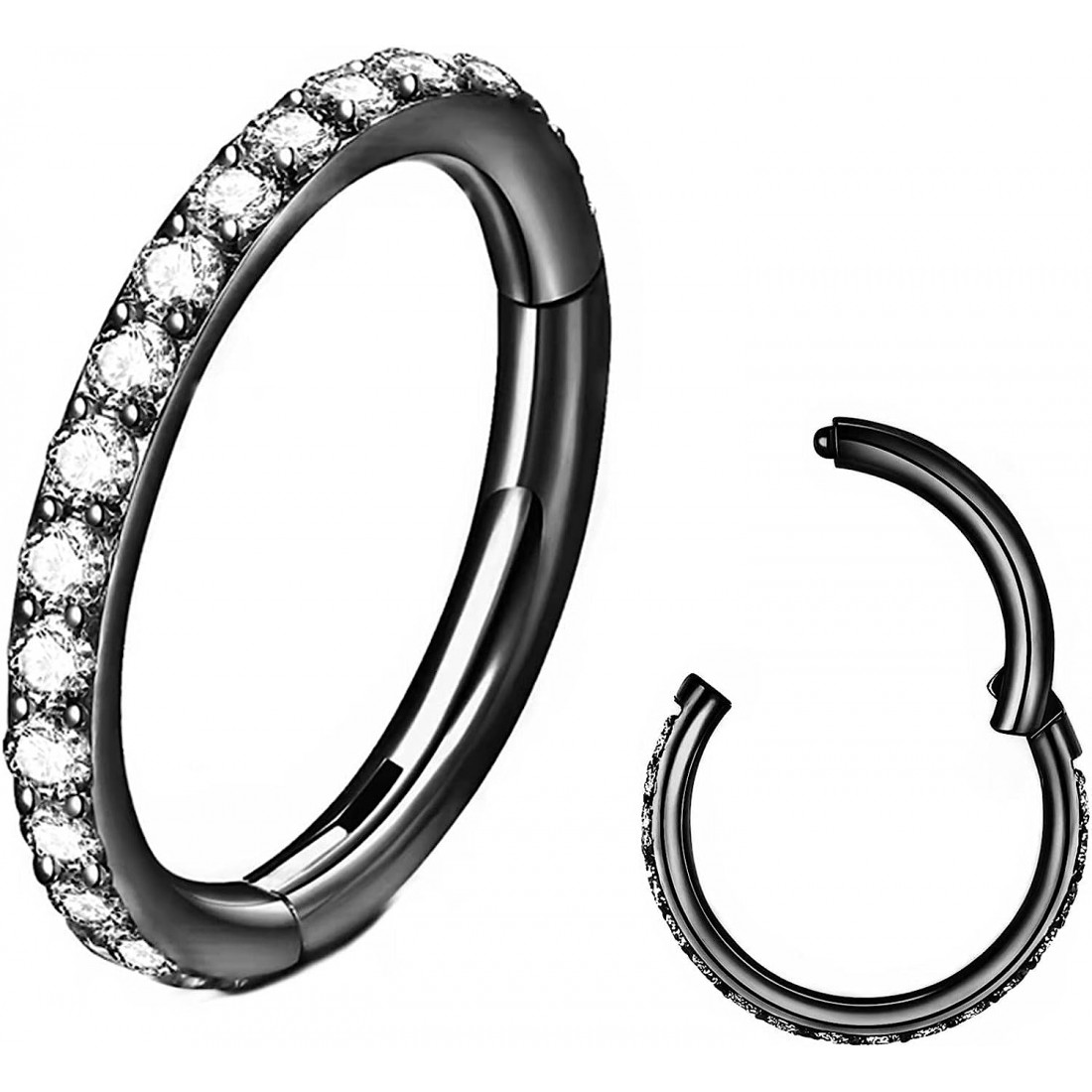 3PCS Orecchini Piercing In Acciaio Chirurgico 316L - Cerchi Con CZ Per Setto, Elice E Cartilagine 8-10mm - Foto 7