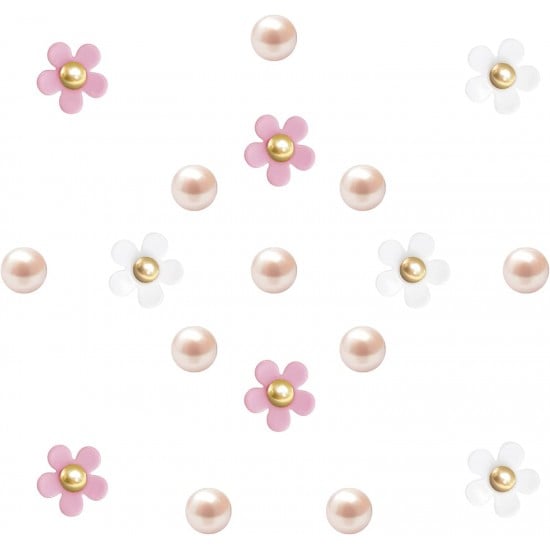 18Pcs Cute Daisy Flower Shoe Charms Pearl Decoration Charms for Women Clog Sandal