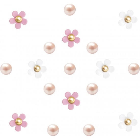 18Pcs Cute Daisy Flower Shoe Charms Pearl Decoration Charms for Women Clog Sandal