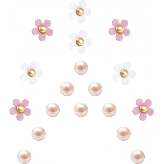 18Pcs Cute Daisy Flower Shoe Charms Pearl Decoration Charms for Women Clog Sandal