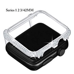 Callancity 42mm Metal Face Cover Rhinestone Crystal Diamond Bling Case Compatible Apple Watch Series 3 2 1 for Men/Women Callancity 42mm Metal Face Cover Rhinestone Crystal Diamond Bling Case Compatible Apple Watch Series 3 2 1 for Men/Women
