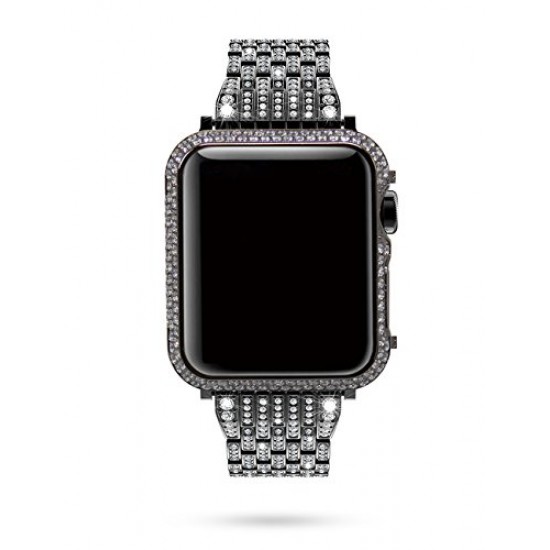 Callancity 42mm Metal Face Cover Rhinestone Crystal Diamond Bling Case Compatible Apple Watch Series 3 2 1 for Men/Women