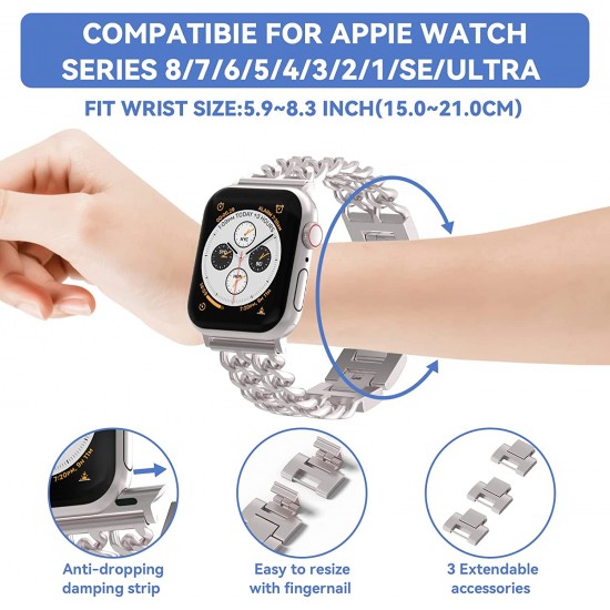 Watch Strap for Apple Watch Ultra Series 8 7 6 5 4 3 2 1 45mm 44mm 42mm 41mm 40mm 38mm 49mm Women's Metal Linked Watch Band Steel Chain iWatch Gold Bracelet