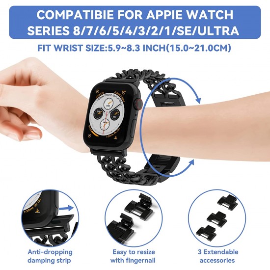 Watch Strap for Apple Watch Ultra Series 8 7 6 5 4 3 2 1 45mm 44mm 42mm 41mm 40mm 38mm 49mm Women's Metal Linked Watch Band Steel Chain iWatch Gold Bracelet
