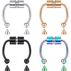 Nose Ring, 20G Faux Piercing Jewelry 8mm Fake Nose Ring Hoop for Faux Lip Septum Nose Ring Set