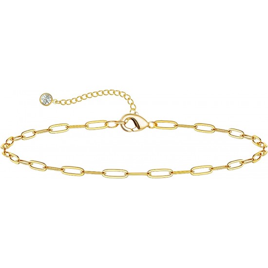 Ankle Bracelets for Women Waterproof Cuban Link Anklets Set Layered Anklet Bracelets for Women Jewelry Gift