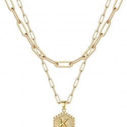 Letter 26 Initials Necklaces for Women, 14K Gold Plated Paperclip Chain Necklace Simple Cute Hexagon Letter Pendant Initial Choker Necklace Gold Layered Necklaces for Women  Letter 26 Initials Necklaces for Women, 14K Gold Plated Paperclip Chain Necklace Simple Cute Hexagon Letter Pendant Initial Choker Necklace Gold Layered Necklaces for Women