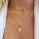 Letter 26 Initials Necklaces for Women, 14K Gold Plated Paperclip Chain Necklace Simple Cute Hexagon Letter Pendant Initial Choker Necklace Gold Layered Necklaces for Women