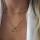 Letter 26 Initials Necklaces for Women, 14K Gold Plated Paperclip Chain Necklace Simple Cute Hexagon Letter Pendant Initial Choker Necklace Gold Layered Necklaces for Women