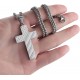 Stainless Steel USA Flag Cross Necklace Bible Verse Pendant Chain for Men Boys