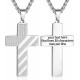 Stainless Steel USA Flag Cross Necklace Bible Verse Pendant Chain for Men Boys