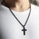 Stainless Steel USA Flag Cross Necklace Bible Verse Pendant Chain for Men Boys