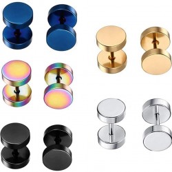 Dot Earrings, High Polished Surgical Steel Screw Flat Back Disc Stud Earrings for Women Men Pack of 5 Pairs Dot Earrings, High Polished Surgical Steel Screw Flat Back Disc Stud Earrings for Women Men Pack of 5 Pairs