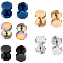 Dot Earrings, High Polished Surgical Steel Screw Flat Back Disc Stud Earrings for Women Men Pack of 5 Pairs Dot Earrings, High Polished Surgical Steel Screw Flat Back Disc Stud Earrings for Women Men Pack of 5 Pairs
