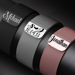 Engraved Custom Strap Compatible With Apple Watch Milanese Band 49mm 45mm 44mm 41mm 40mm ,Personalized Watch Band for Apple Watch Ultra Series 8 7 6 5 4  Engraved Custom Strap Compatible With Apple Watch Milanese Band 49mm 45mm 44mm 41mm 40mm ,Personalized Watch Band for Apple Watch Ultra Series 8 7 6 5 4