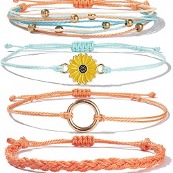 Sunflower Surfer Wave Bracelet Ocean Wave Adjustable Waterproof Handmade Friendship Bracelet Summer Bracelets Anklets Jewelry for Women Teen Girls Sunflower Surfer Wave Bracelet Ocean Wave Adjustable Waterproof Handmade Friendship Bracelet Summer Bracelets Anklets Jewelry for Women Teen Girls