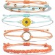 Sunflower Bracelet Handmade Braided Rope Charms Boho Surfer Bracelet for Teen Girls Women