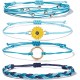 Sunflower Bracelet Handmade Braided Rope Charms Boho Surfer Bracelet for Teen Girls Women