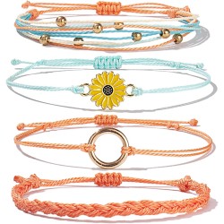 Sunflower Surfer Wave Bracelet Ocean Wave Adjustable Waterproof Handmade Friendship Bracelet Summer Bracelets Anklets Jewelry for Women Teen Girls Sunflower Surfer Wave Bracelet Ocean Wave Adjustable Waterproof Handmade Friendship Bracelet Summer Bracelets Anklets Jewelry for Women Teen Girls
